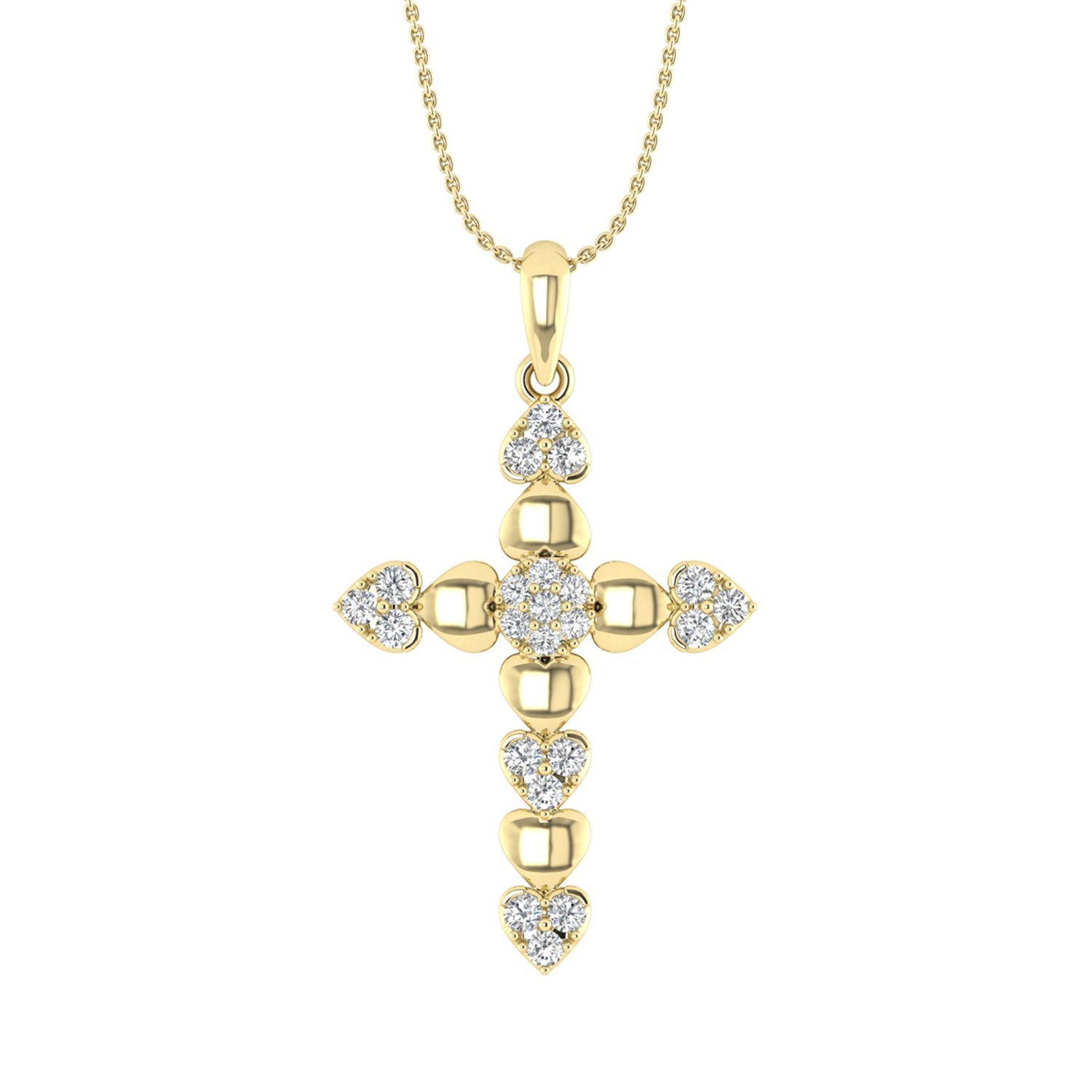LADIES PENDANT WITH CHAIN 0.25CT ROUND DIAMOND 10K YELLOW GOLD