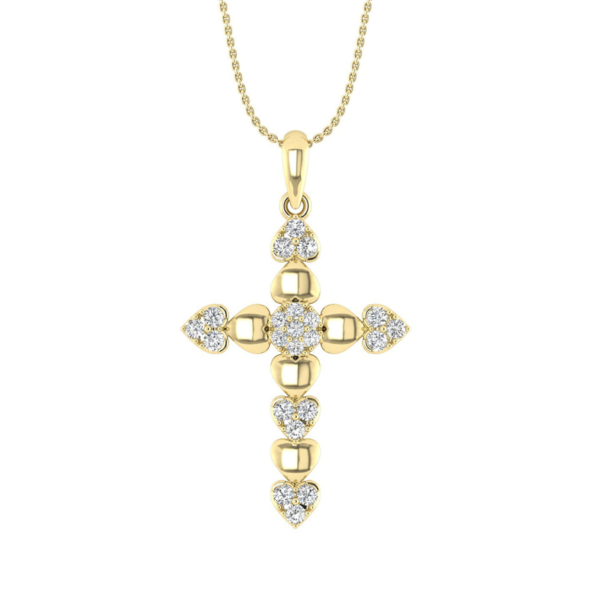 LADIES PENDANT WITH CHAIN 0.25CT ROUND DIAMOND 10K YELLOW GOLD
