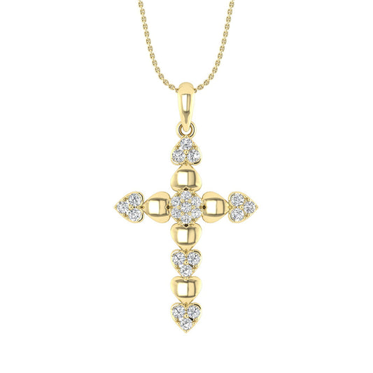 LADIES PENDANT WITH CHAIN 0.25CT ROUND DIAMOND 10K YELLOW GOLD