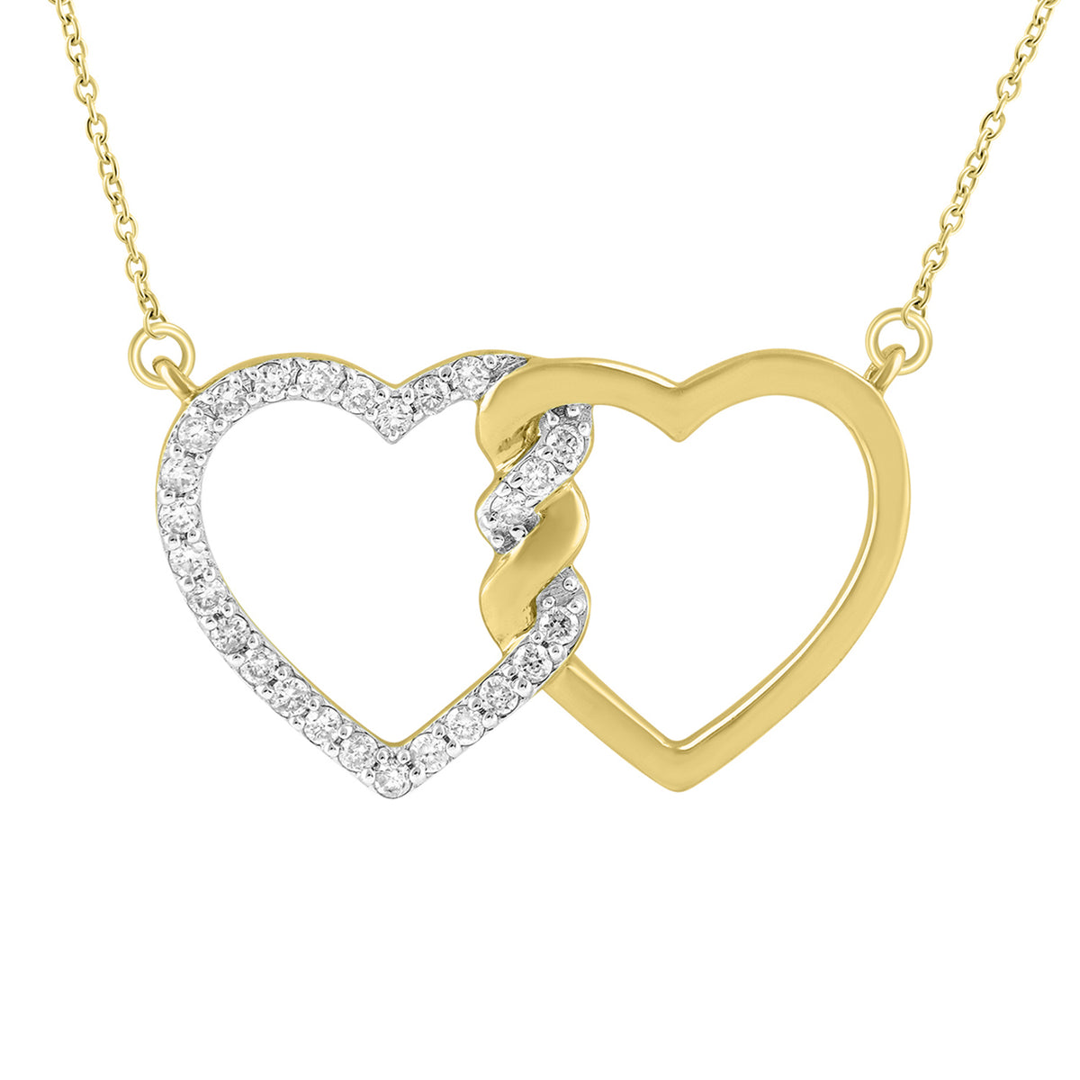 LADIES NECKLACE 0.20CT ROUND DIAMOND 10K YELLOW GOLD