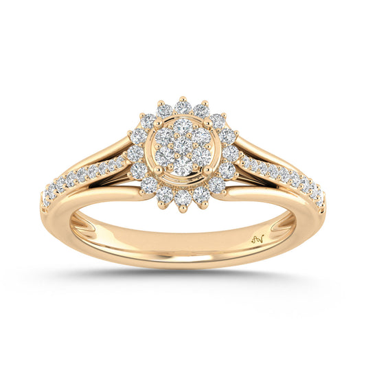 LADIES RING 0.33CT ROUND DIAMOND 10K YELLOW GOLD