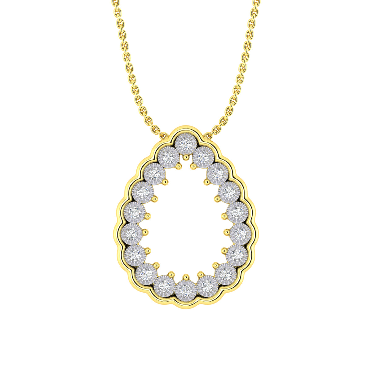 LADIES NECKLACE 0.20CT ROUND DIAMOND 10K YELLOW GOLD