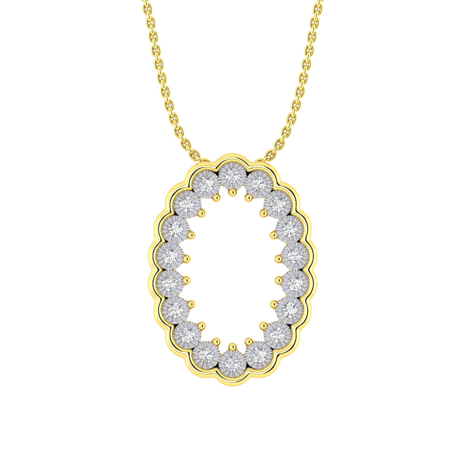LADIES NECKLACE 0.20CT ROUND DIAMOND 10K YELLOW GOLD