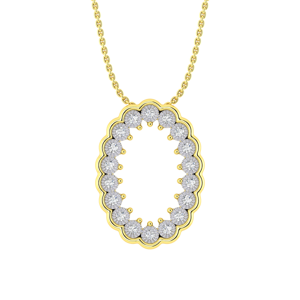 LADIES NECKLACE 0.20CT ROUND DIAMOND 10K YELLOW GOLD