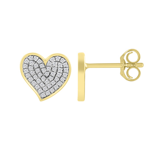 LADIES EARRINGS 0.20CT ROUND DIAMOND 10K YELLOW GOLD