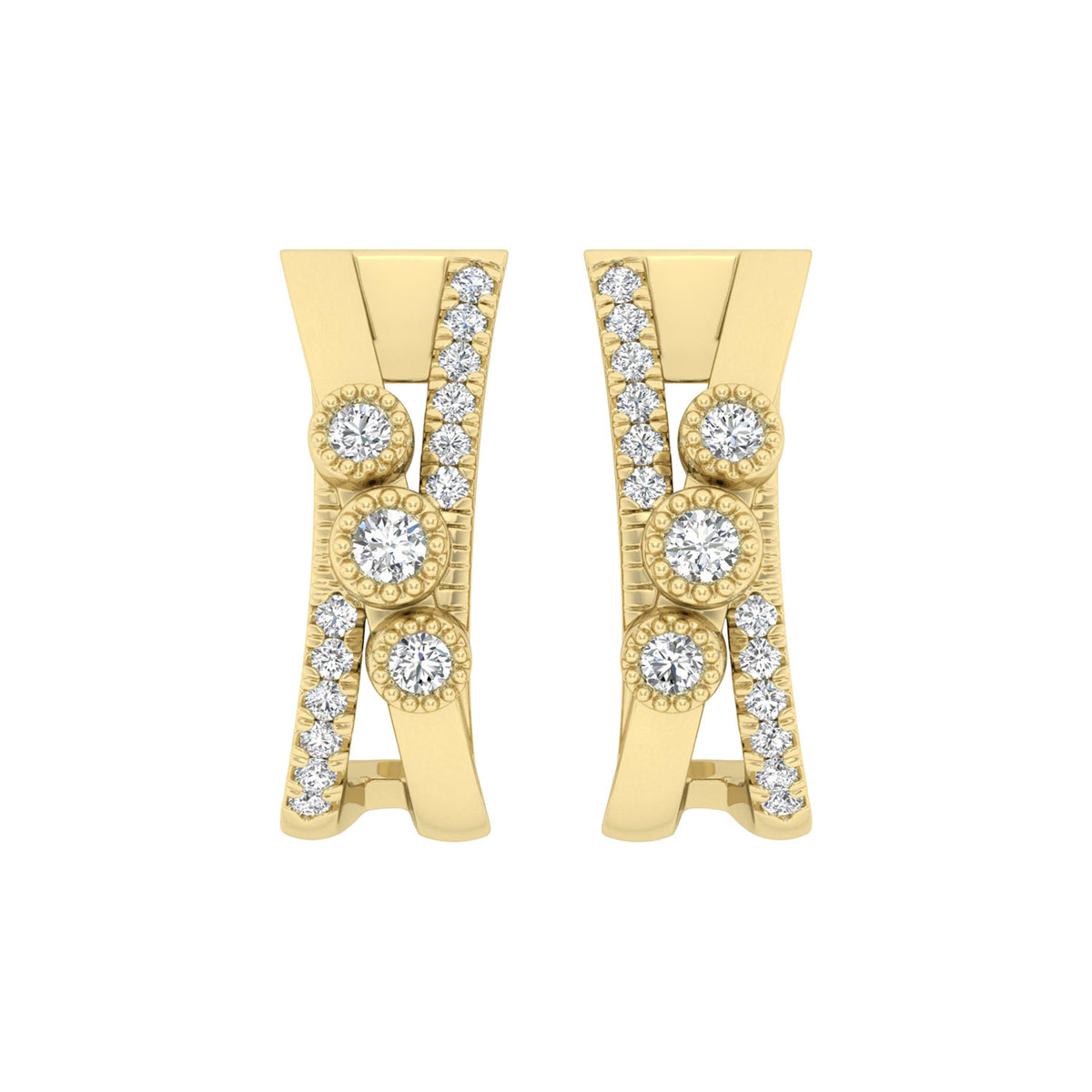 LADIES EARRINGS 0.30CT ROUND DIAMOND 10K YELLOW GOLD