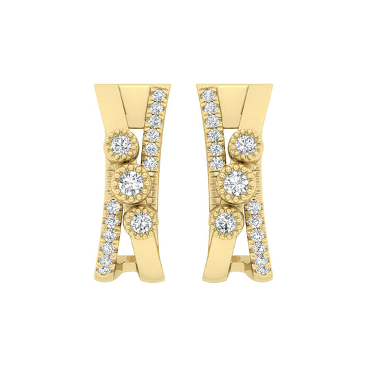 LADIES EARRINGS 0.30CT ROUND DIAMOND 10K YELLOW GOLD
