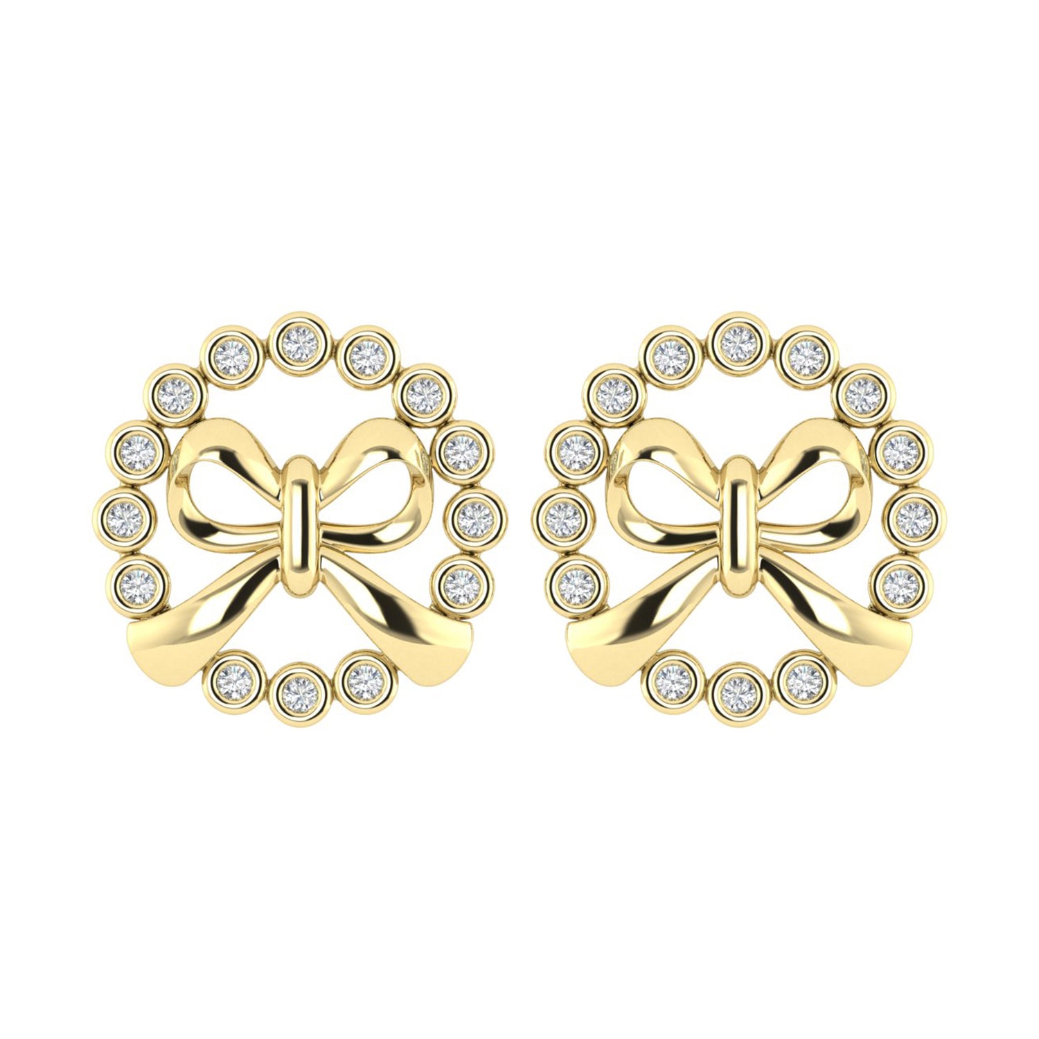 LADIES EARRINGS 0.25CT ROUND DIAMOND 10K YELLOW GOLD