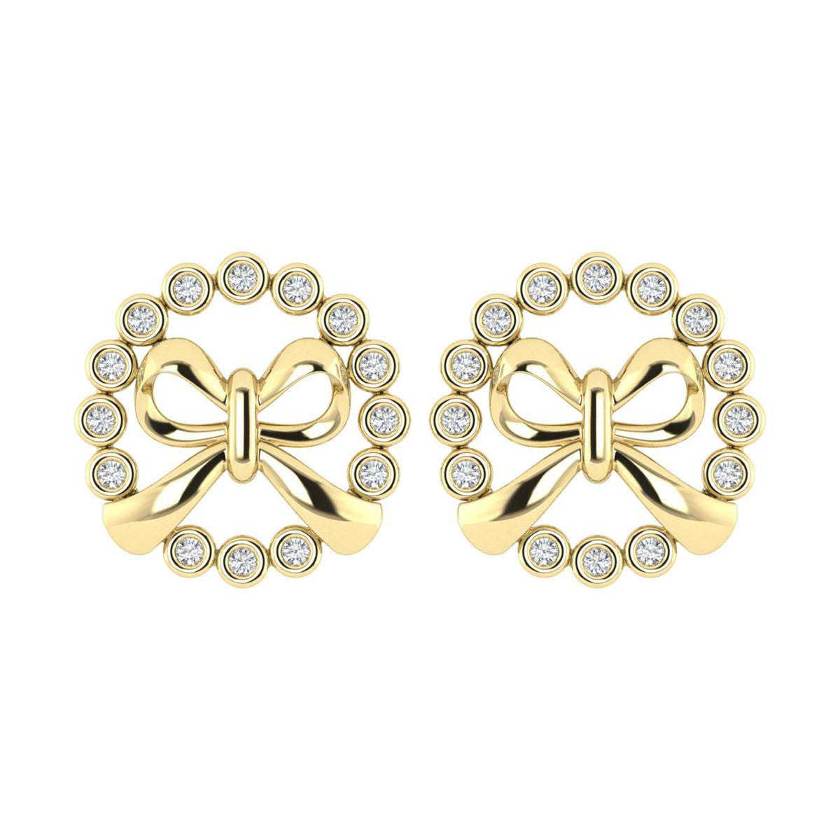 LADIES EARRINGS 0.25CT ROUND DIAMOND 10K YELLOW GOLD
