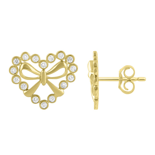 LADIES EARRINGS 0.25CT ROUND DIAMOND 10K YELLOW GOLD