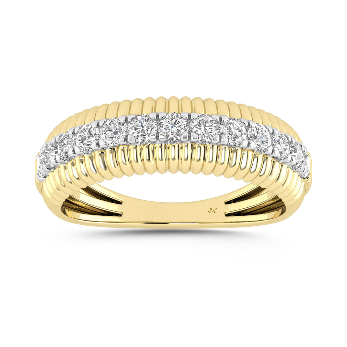 LADIES BAND 0.50CT ROUND DIAMOND 10K YELLOW GOLD