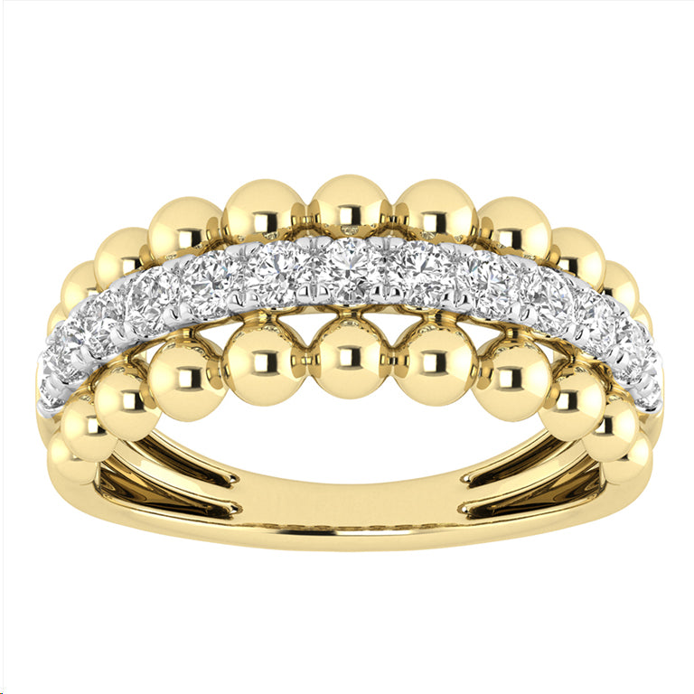 Ladies Fashion Ring 0.50Ct Round Diamond 10K Yellow Gold