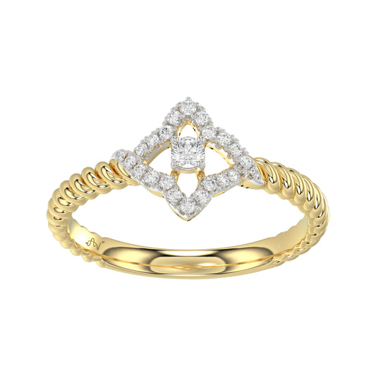 10K Yellow Gold Ladies Diamond Ring Featuring 0.15 Ct Round Diamonds. Stylish Fine Jewelry Piece Perfect For Daily Wear And Gifting.