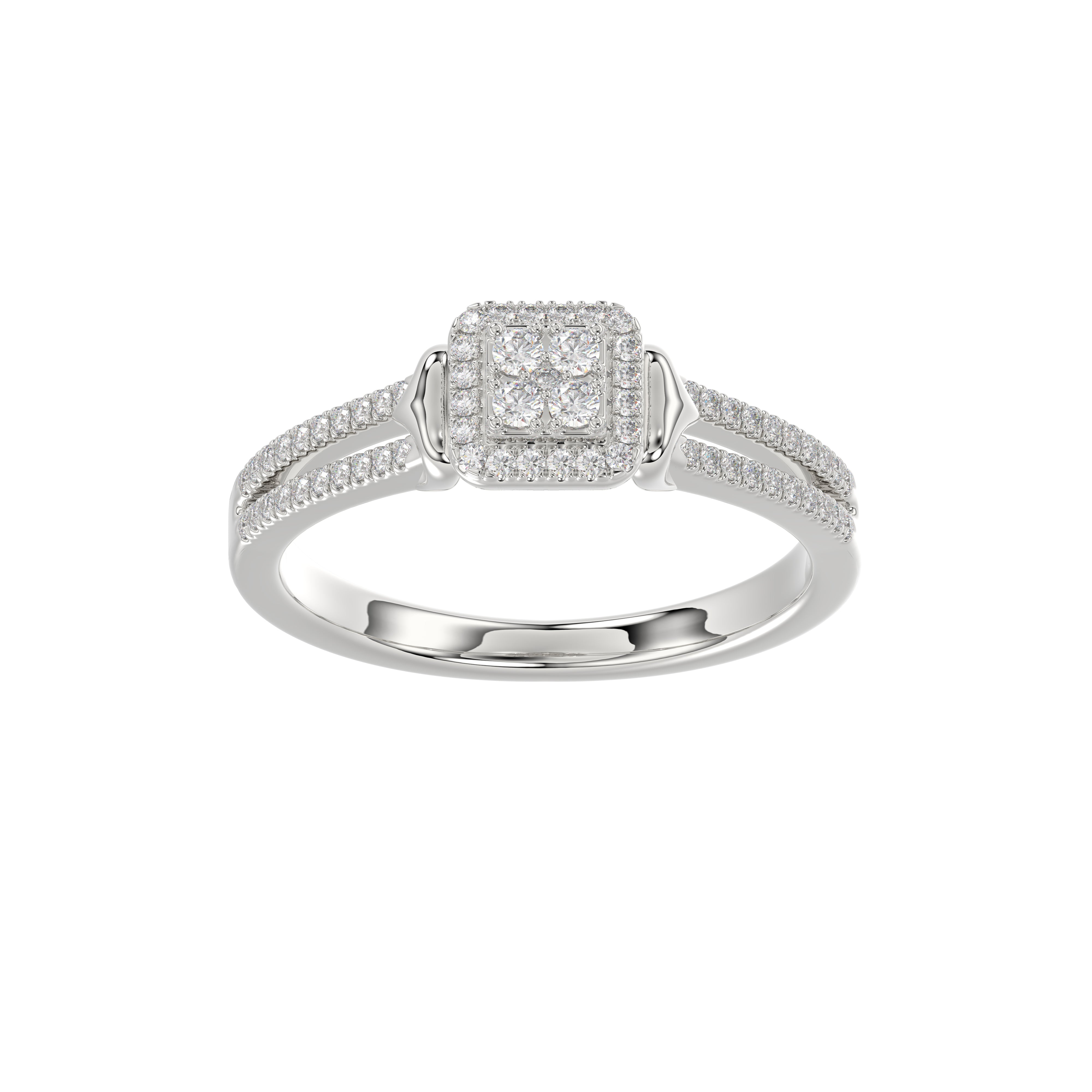 Ladies 0.20Ct Round Diamond Sterling Silver White Engagement Ring – Elegant Promise Ring For Women