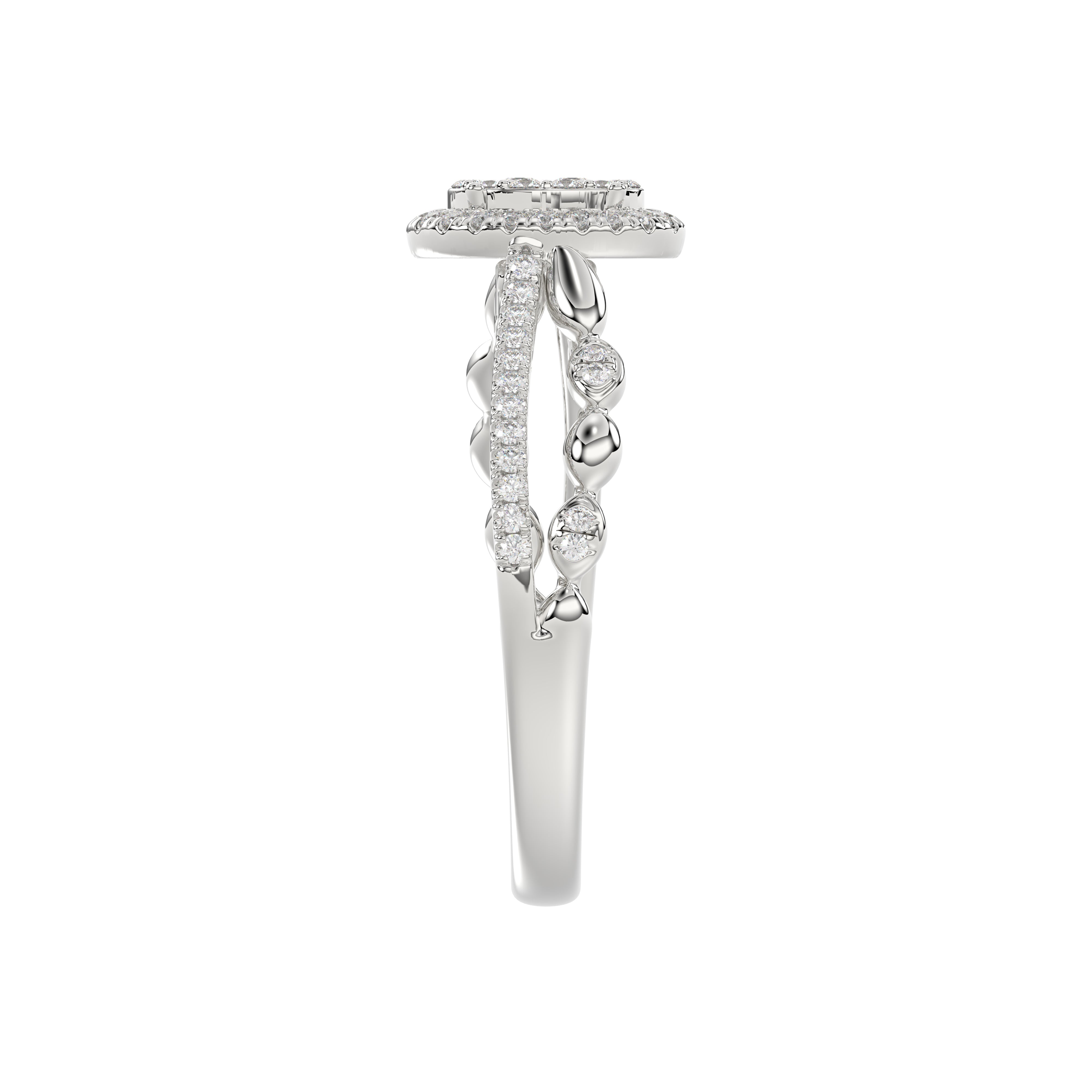 Adies 0.25Ct Round Diamond Sterling Silver White Promise Ring � Halo Oval Design With Split Shank, Elegant Women�S Jewelry