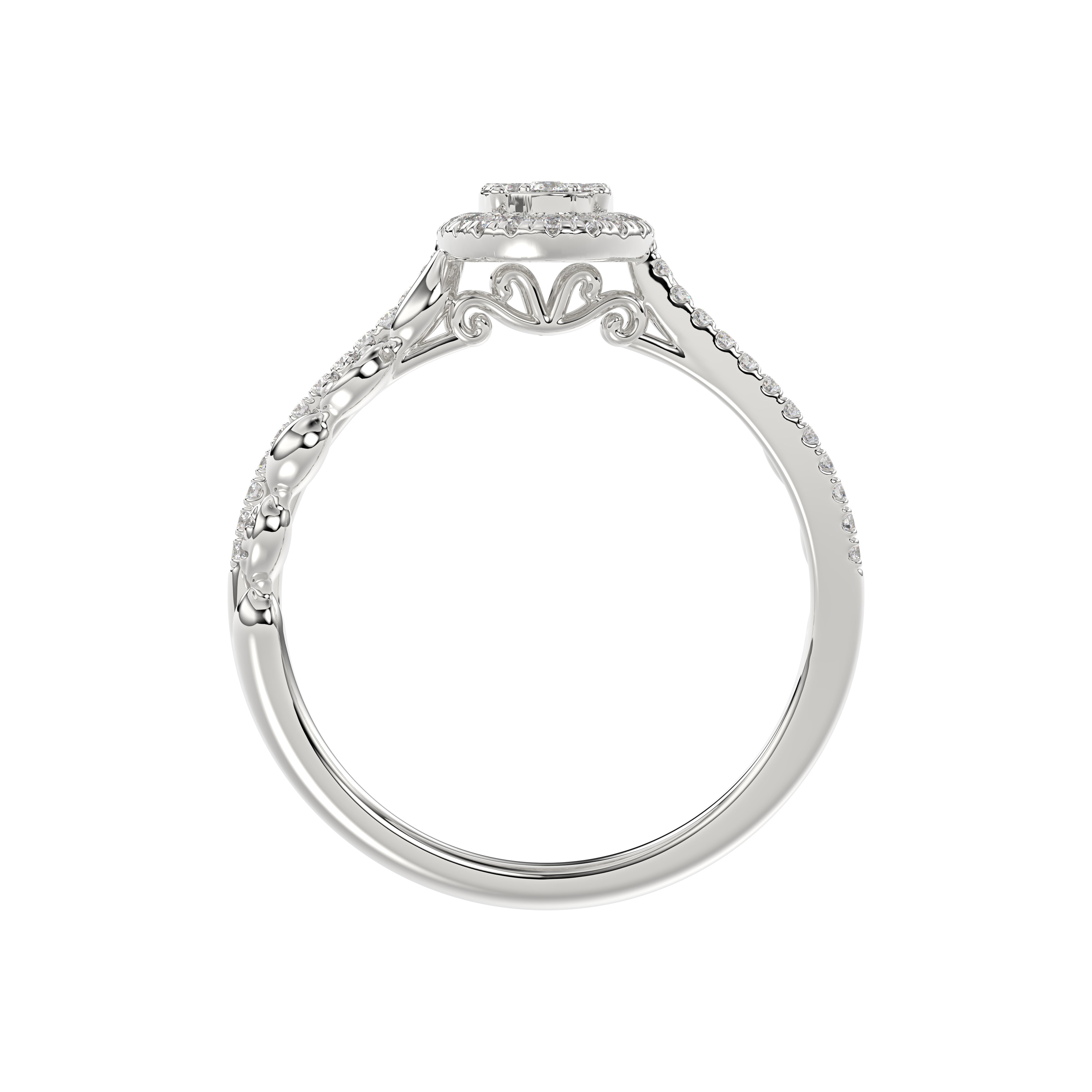 Adies 0.25Ct Round Diamond Sterling Silver White Promise Ring – Halo Oval Design With Split Shank, Elegant Women’S Jewelry