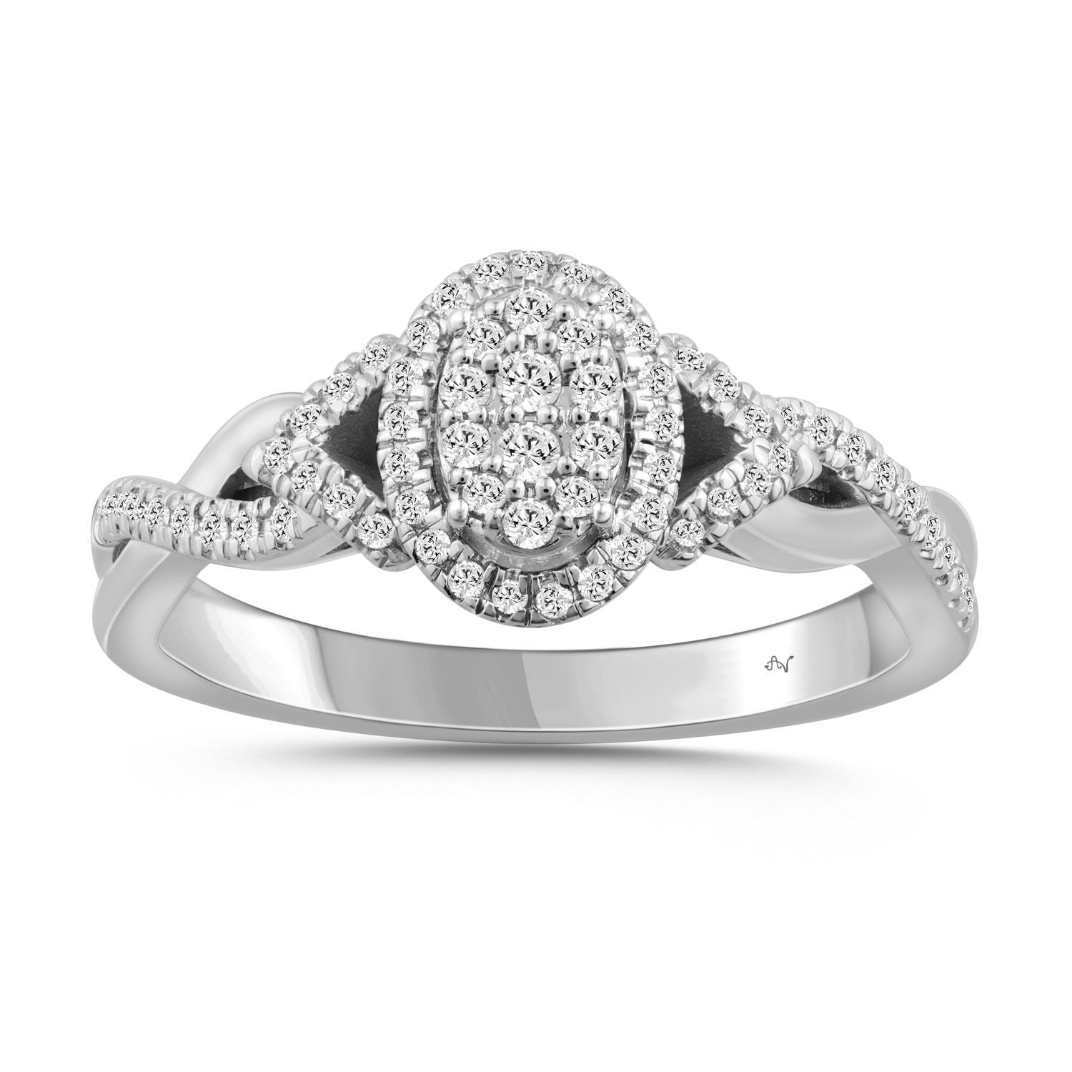 Ladies Sterling Silver 0.25CT Round Diamond Fashion Halo Engagement Ring Modern Jewelry Design
