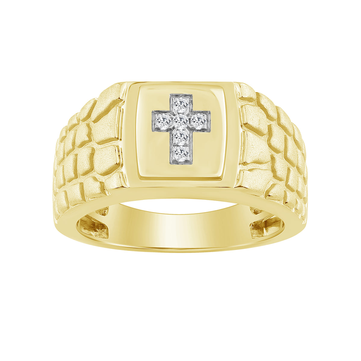 “Elegant Men’S Fashion Ring 0.10Ct Round Diamond Yellow Gold Luxury Statement Jewelry For Men