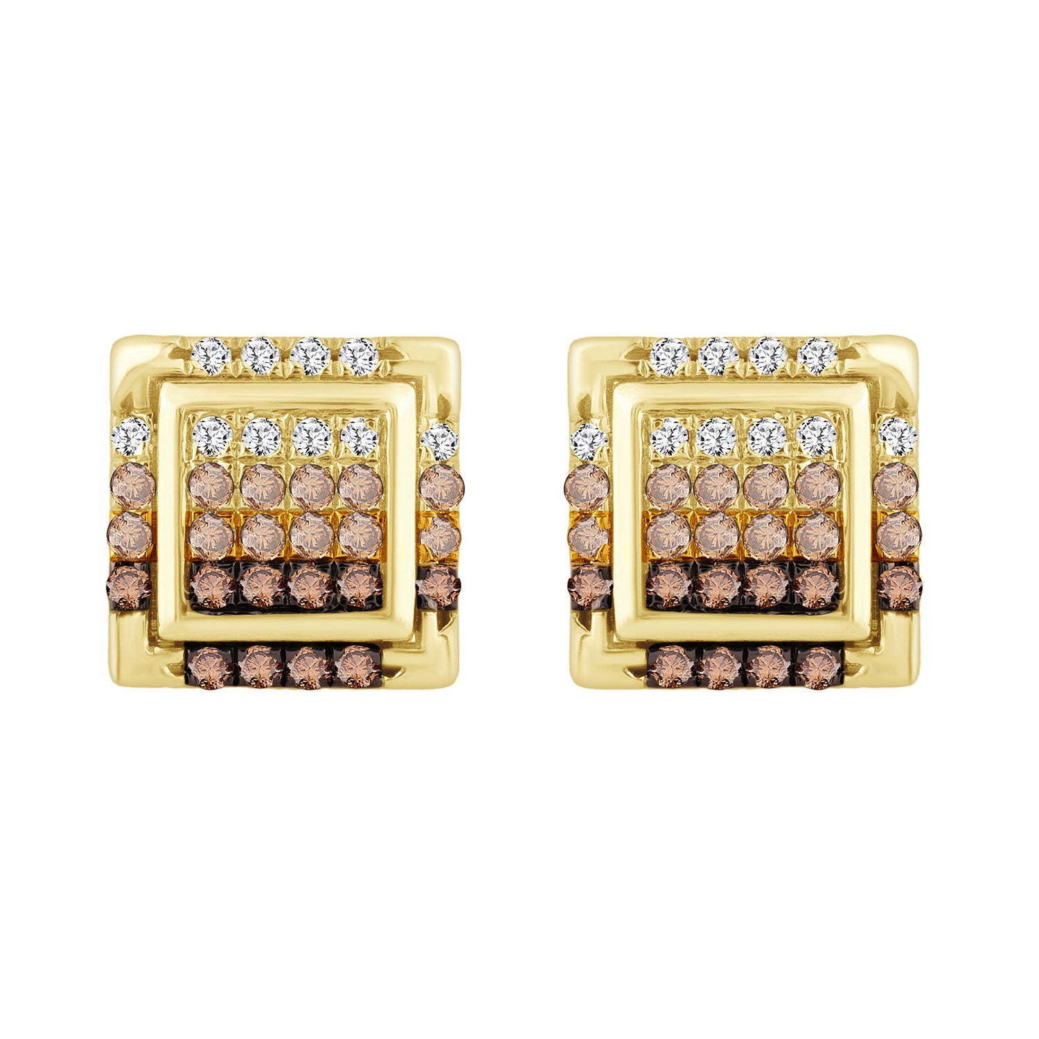 LADIES EARRINGS 0.50CT ROUND DIAMOND 10K YELLOW GOLD