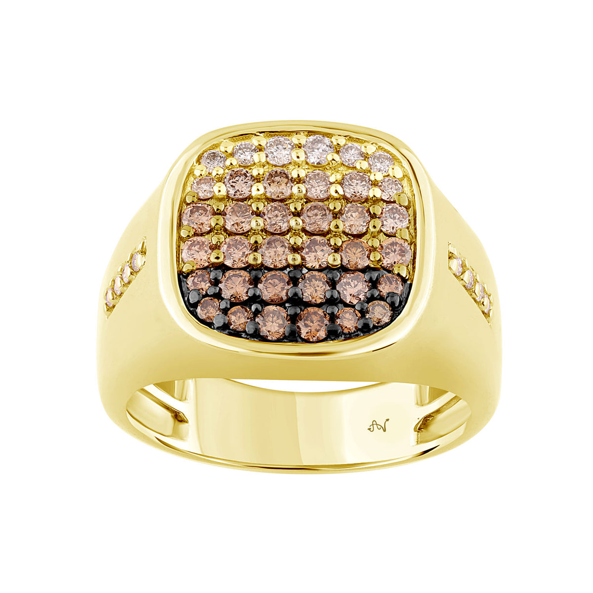 Men�S 10K Yellow Gold 1.00Ct Round Cut & Dark Brown Diamond Ring Luxury Jewelry