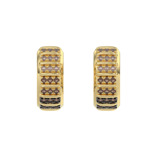 LADIES HOOPS EARRING 0.50CT ROUND/ROUND DARK BROWN DIAMOND 10K YELLOW GOLD