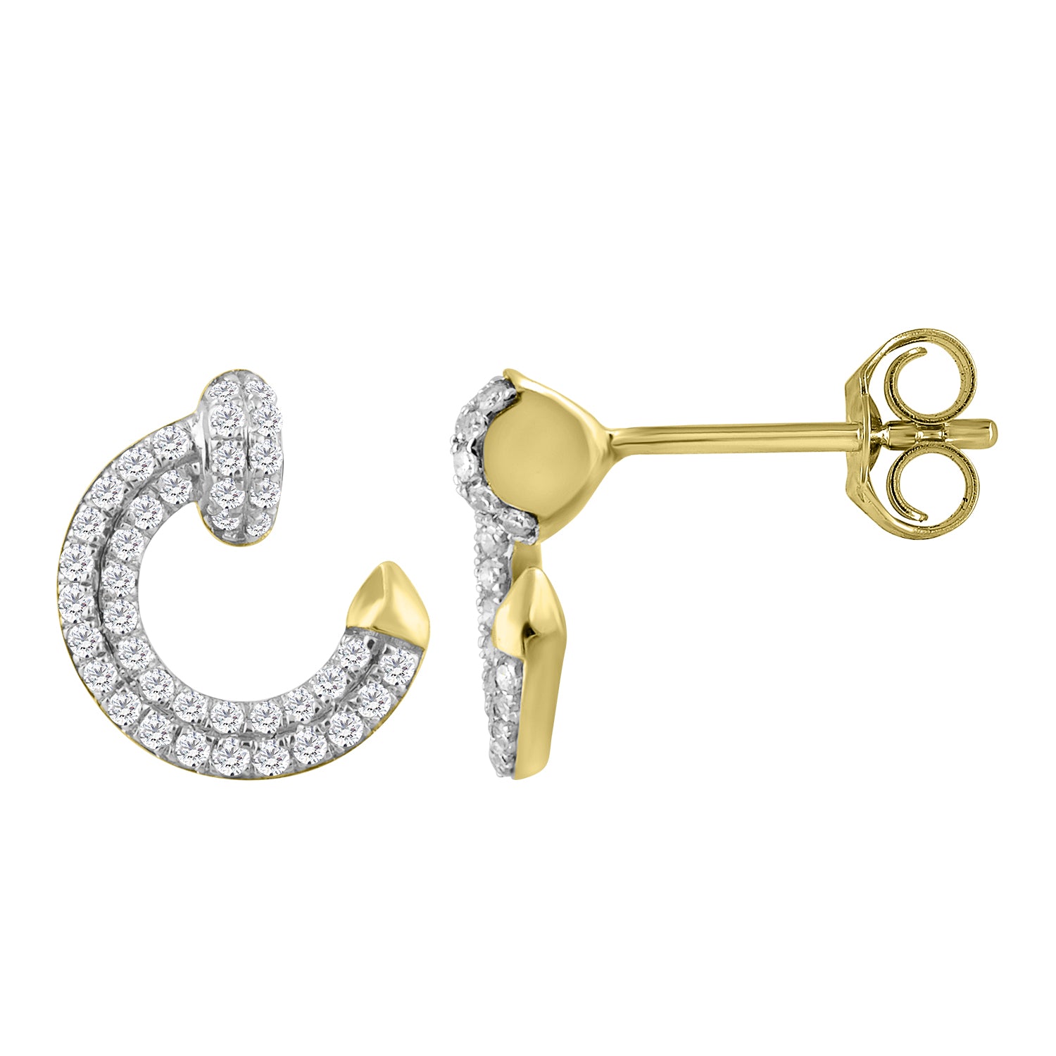 LADIES EARRINGS 0.30CT ROUND DIAMOND 10K YELLOW GOLD