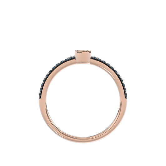 LADIES RING 0.50CT ROUND/ROUND BLUE/DARK BROWN DIAMOND 14K ROSE GOLD