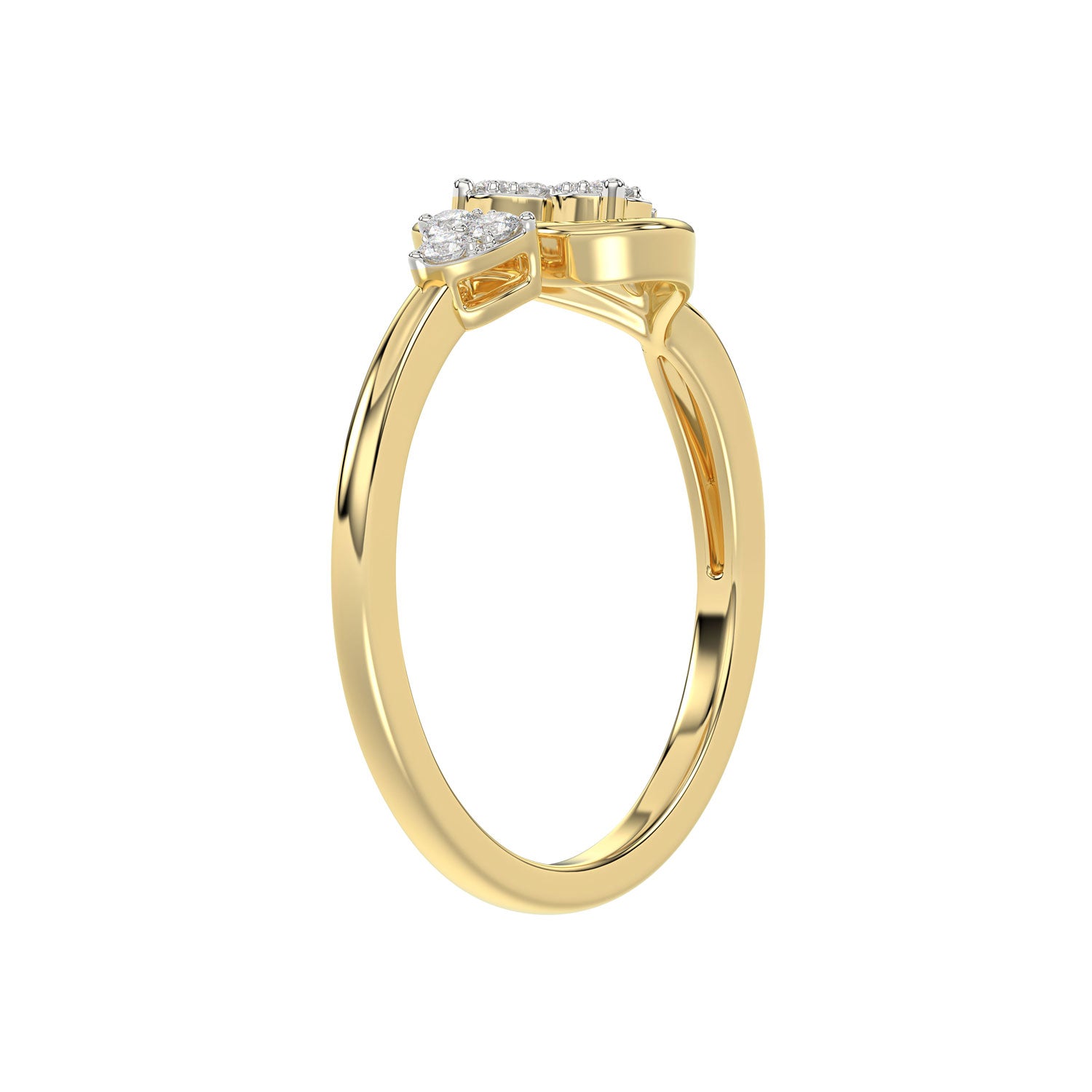 LADIES RING 0.15CT ROUND/BAGUETTE DIAMOND 10K YELLOW GOLD