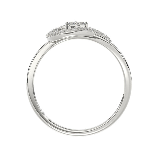 Elegant Ladies Heart Ring 0.15Ct Round Diamond Sterling Silver White Romantic Promise Jewelry For Women