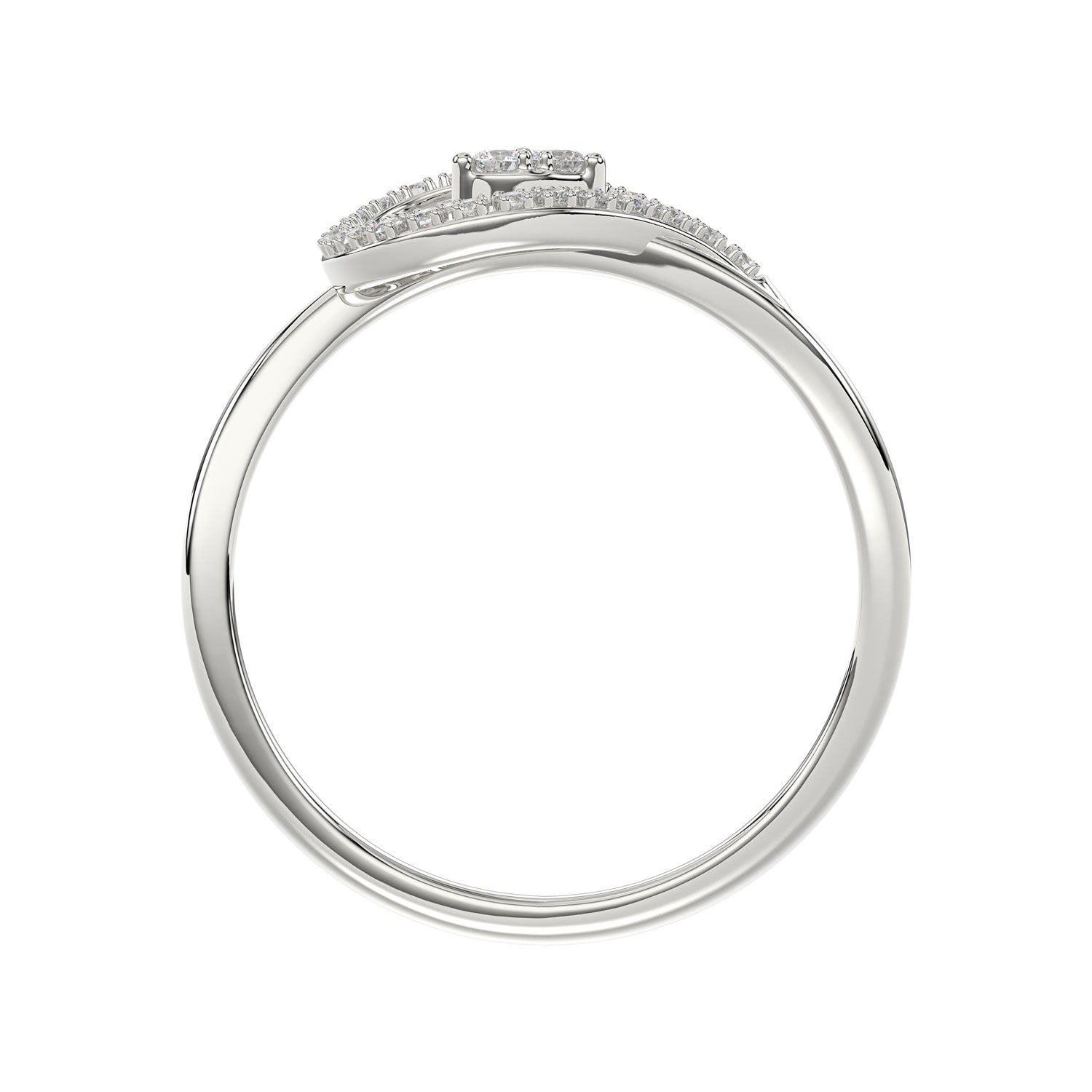 Elegant Ladies Heart Ring 0.15Ct Round Diamond Sterling Silver White Romantic Promise Jewelry For Women