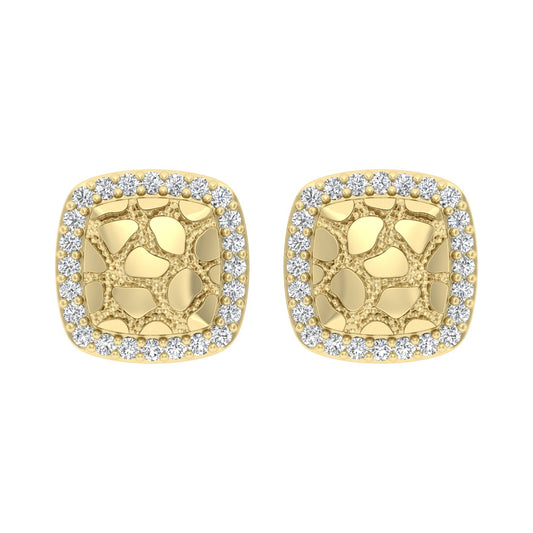�Ladies Nugget Halo Fashion Earrings 0.25Ct Round Diamond 10K Yellow Gold � Fashionable Women�S Jewelry Gift