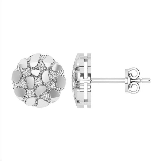 Sterling Silver Ladies 0.15CT Round Diamond Fashion Earrings Elegant Fine Jewelry
