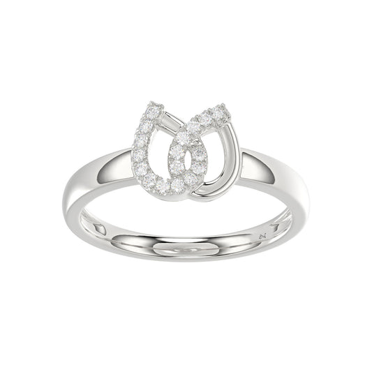 Ladies Lucky Horseshoe Fashion Ring 0.10Ct Round Diamond Sterling Silver White � Double Horseshoe Fashion Jewelry