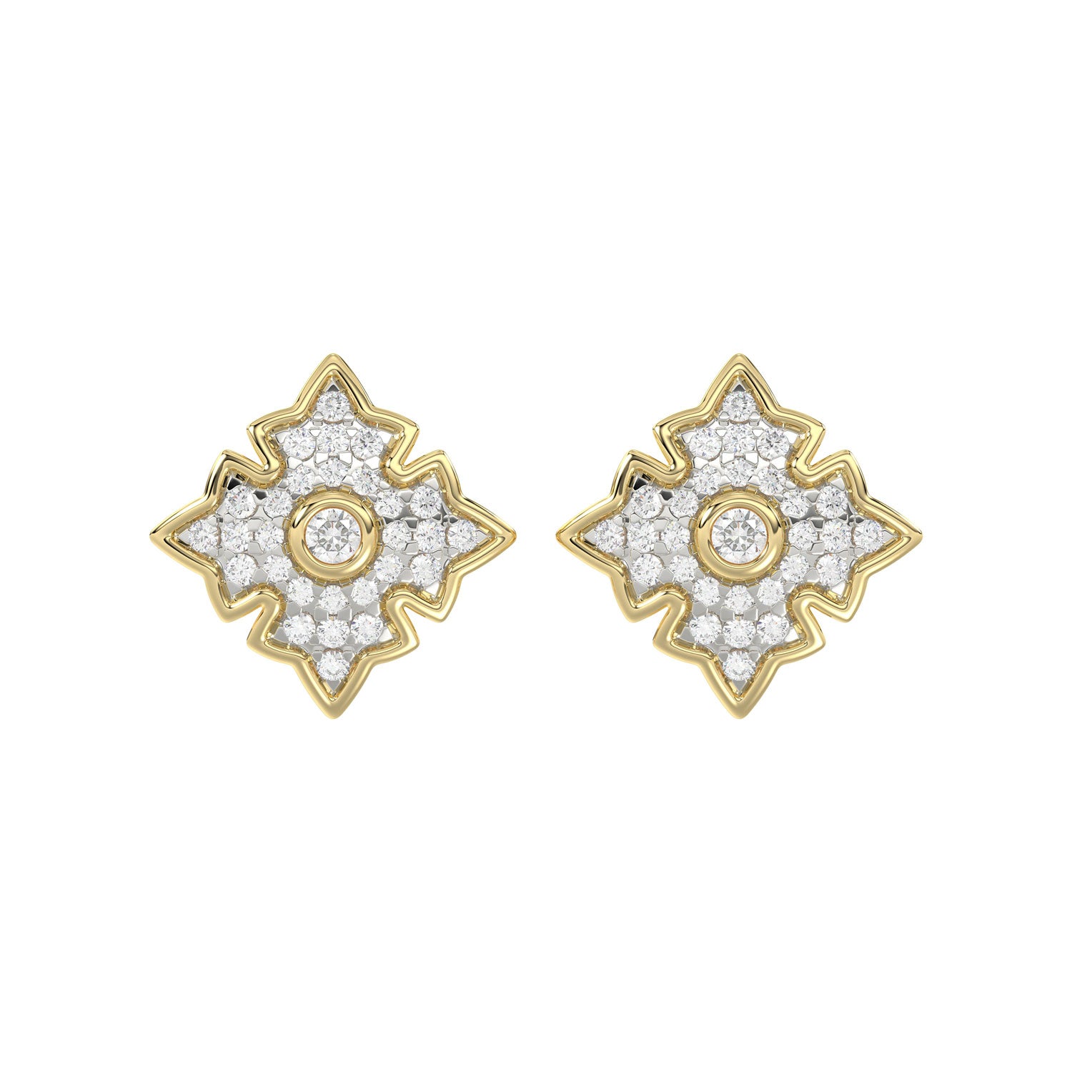 LADIES EARRING 0.25CT ROUND DIAMOND 10K YELLOW GOLD