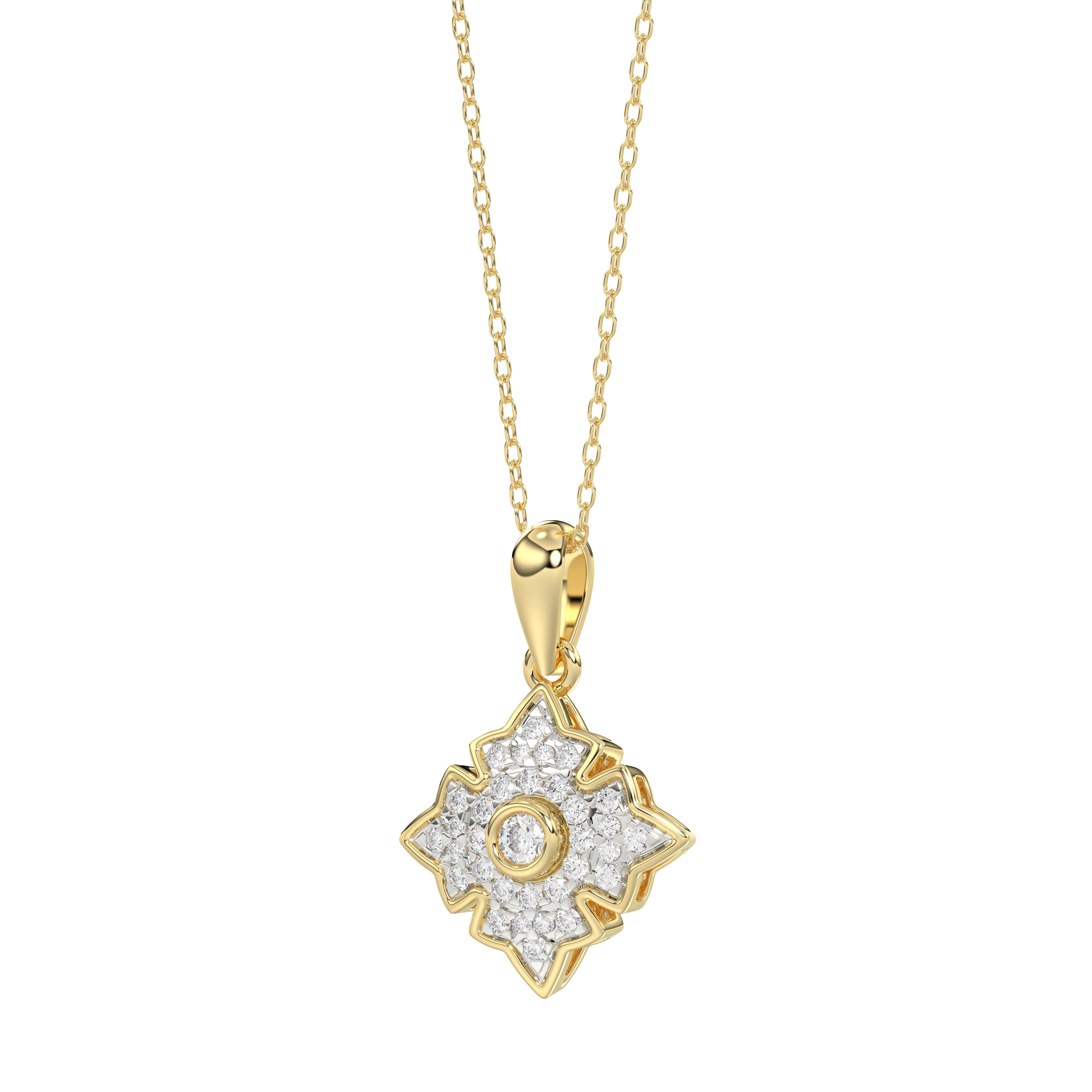 LADIES PENDANT 0.25CT ROUND DIAMOND 10K YELLOW GOLD