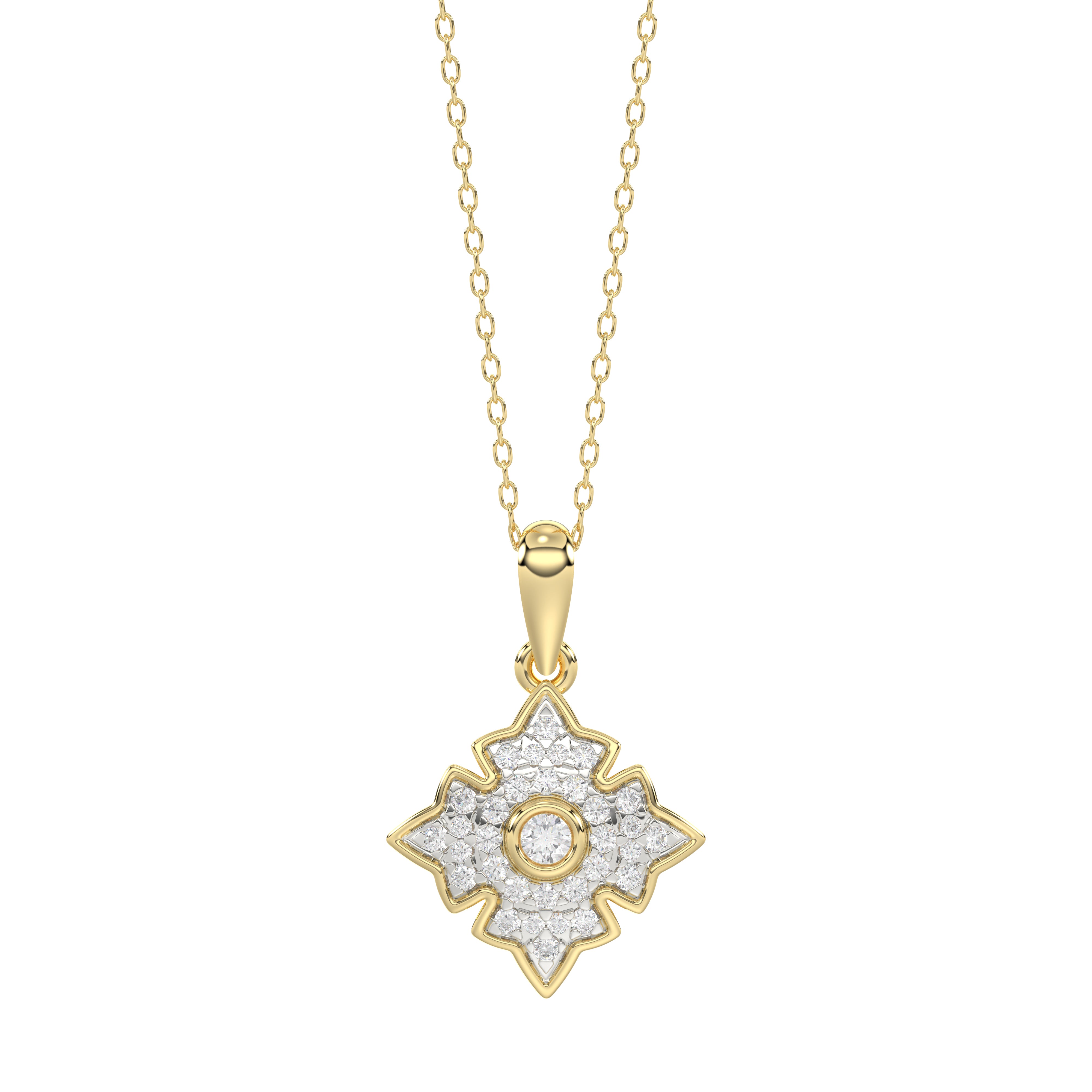 LADIES PENDANT 0.25CT ROUND DIAMOND 10K YELLOW GOLD
