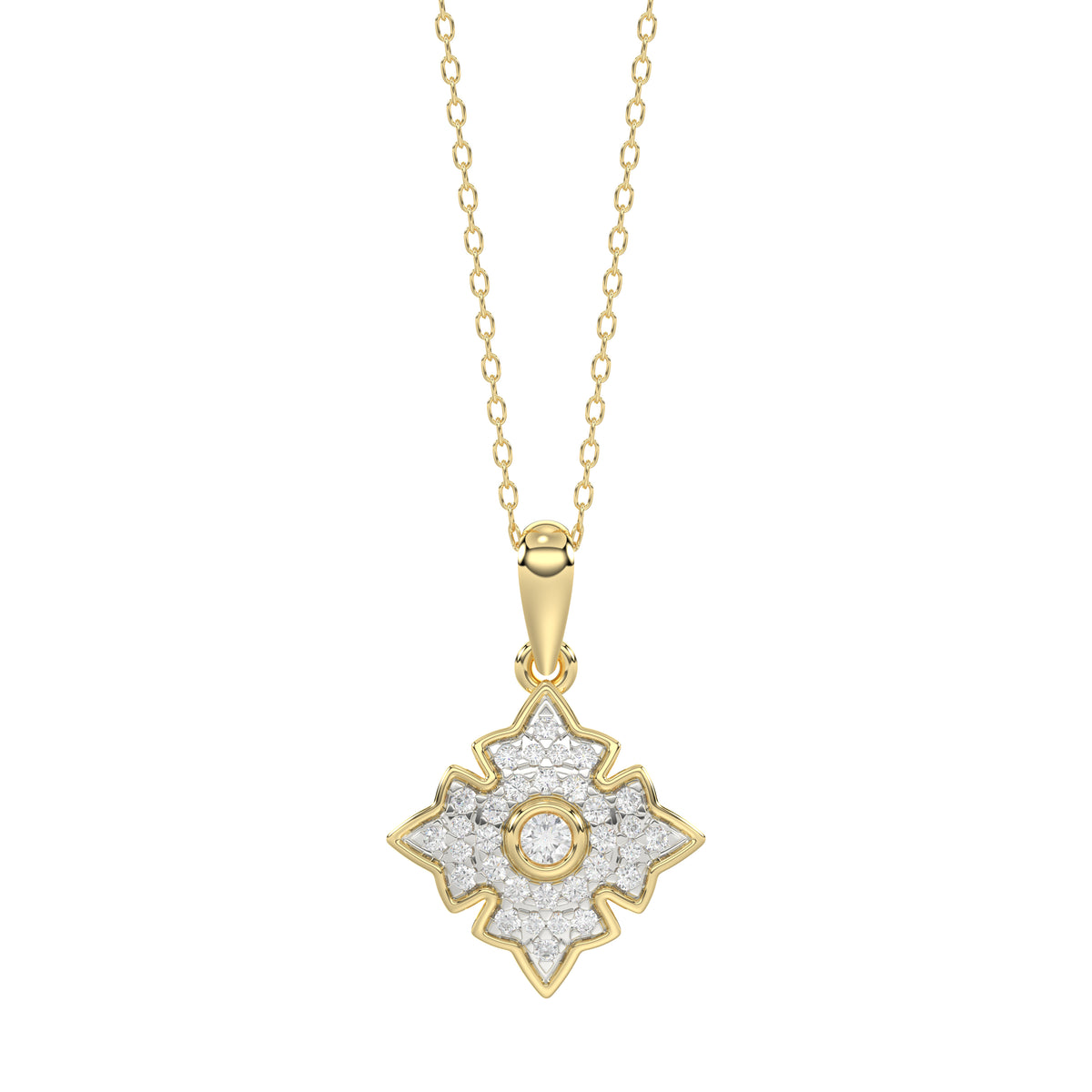 LADIES PENDANT 0.25CT ROUND DIAMOND 10K YELLOW GOLD