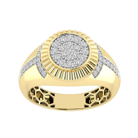 Men�S 10K Yellow Gold Diamond Ring � 0.50Ct Round Cluster Diamond, Stylish Men�S Wedding & Fashion Ring
