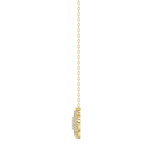 LADIES PENDANT 0.25CT ROUND/BAGUETTE DIAMOND 10K YELLOW GOLD