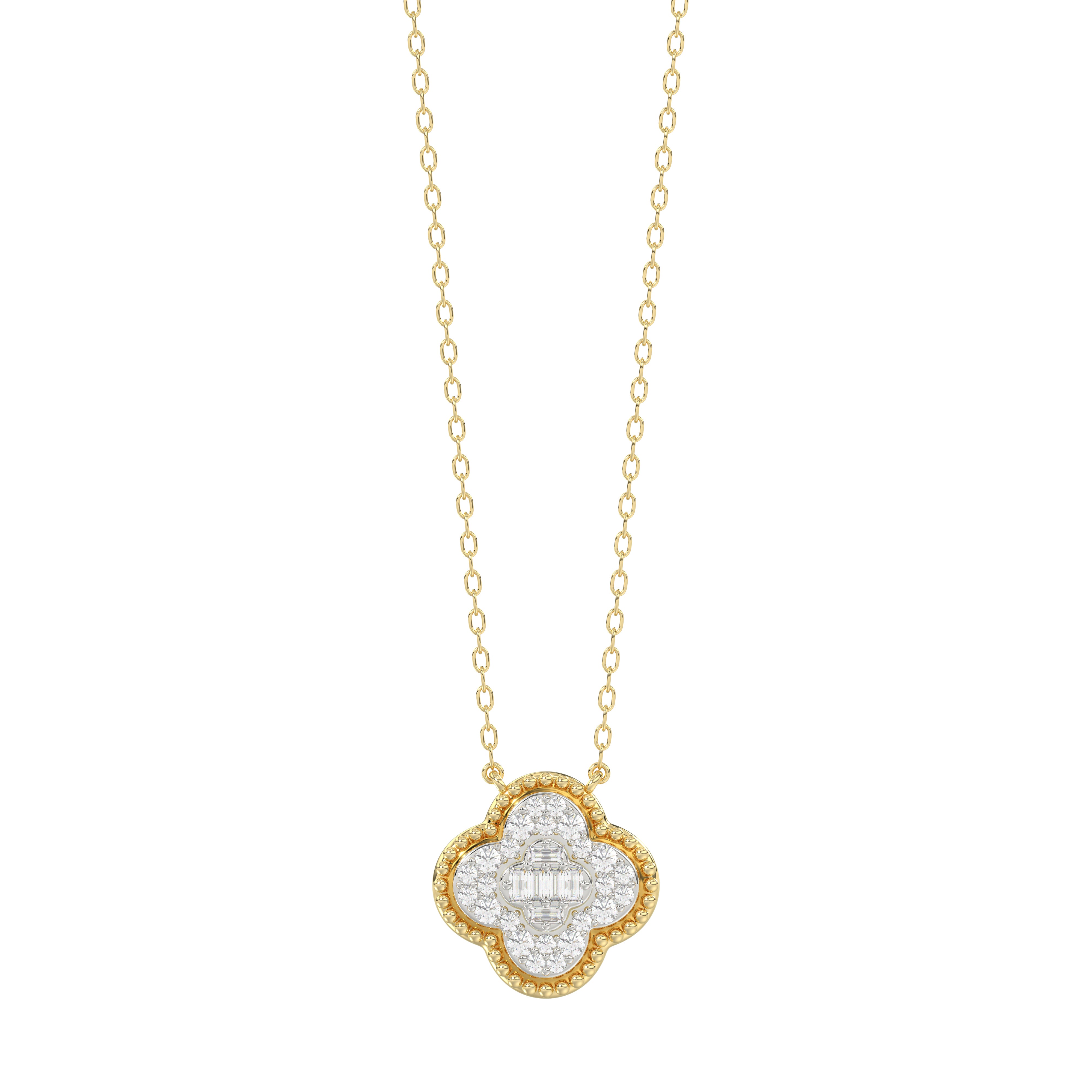 LADIES PENDANT 0.25CT ROUND/BAGUETTE DIAMOND 10K YELLOW GOLD