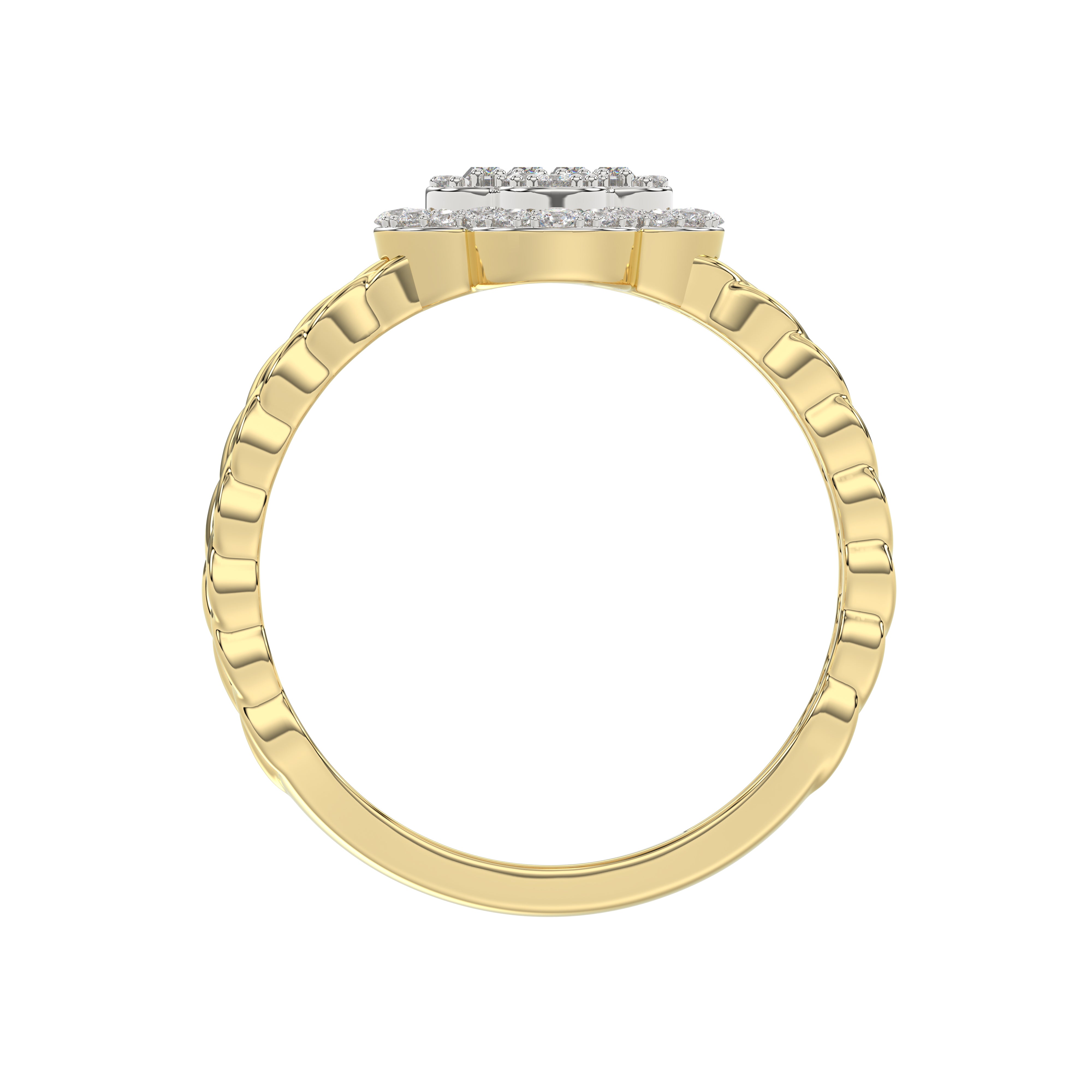 LADIES RING 0.25CT ROUND/BAGUETTE DIAMOND 10K YELLOW GOLD