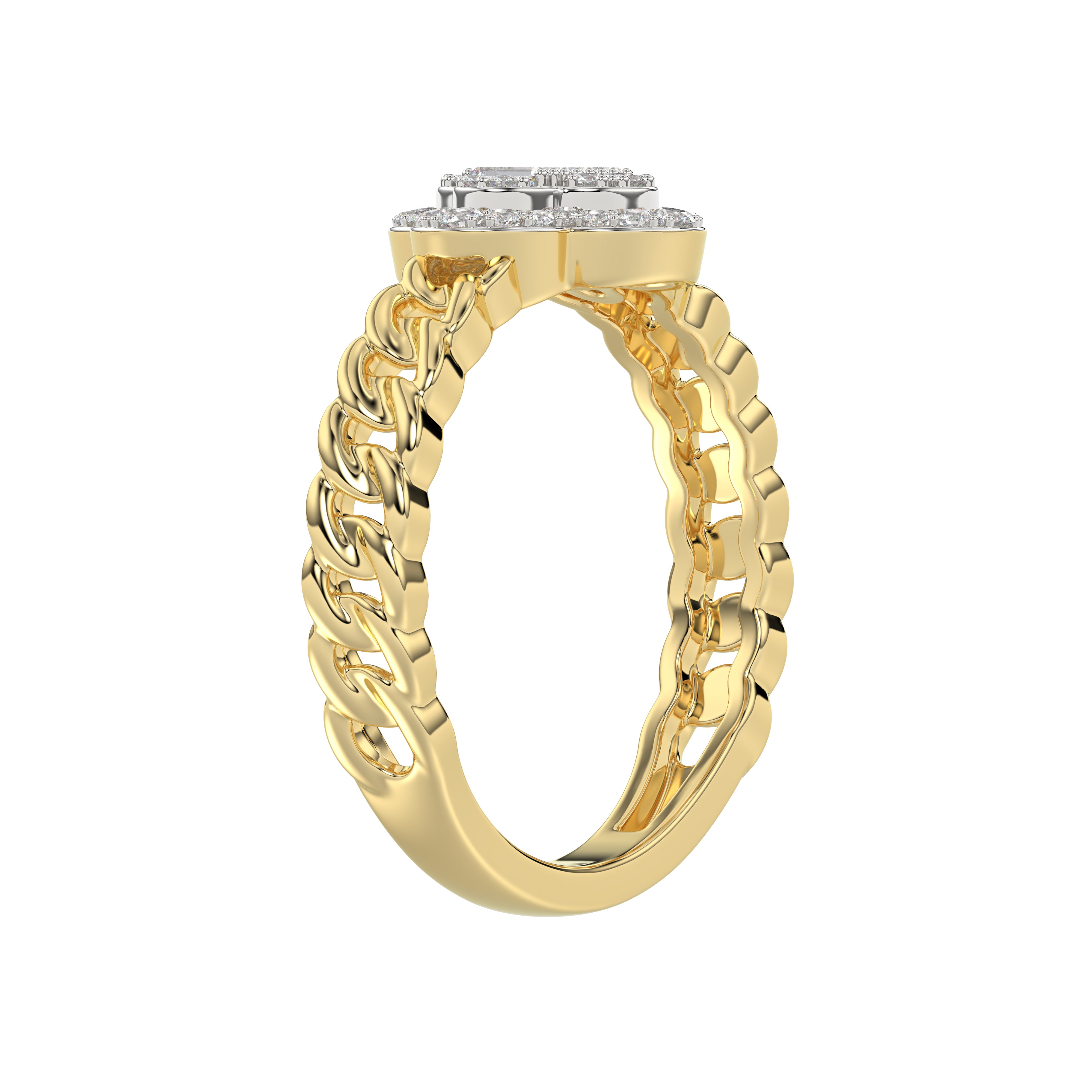 LADIES RING 0.25CT ROUND/BAGUETTE DIAMOND 10K YELLOW GOLD