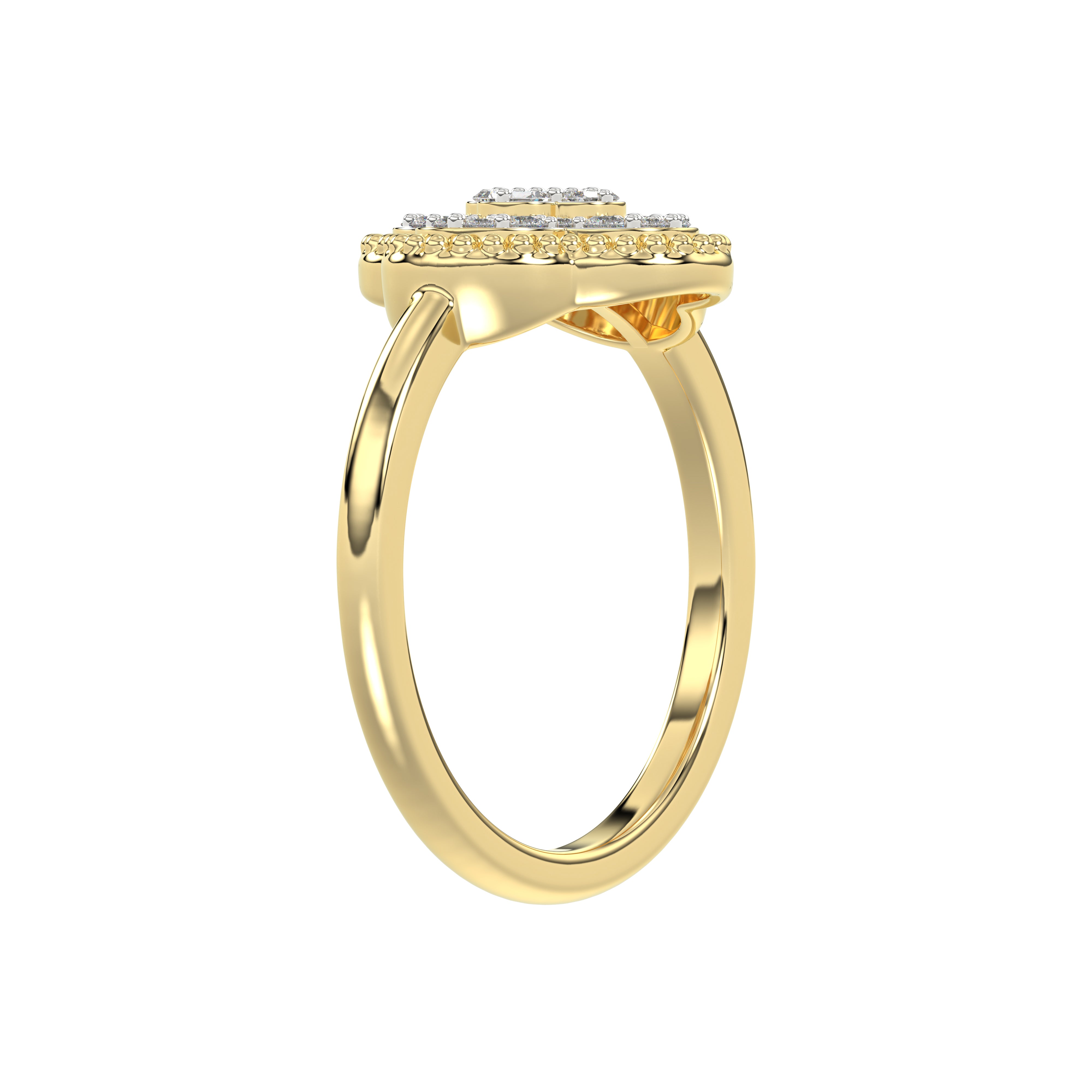 LADIES RING 0.25CT ROUND/BAGUETTE DIAMOND 10K YELLOW GOLD