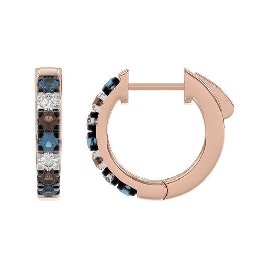 LADIES EARRING 0.50CT ROUND/ROUND BLUE/DARK BROWN DIAMOND 14K ROSE GOLD