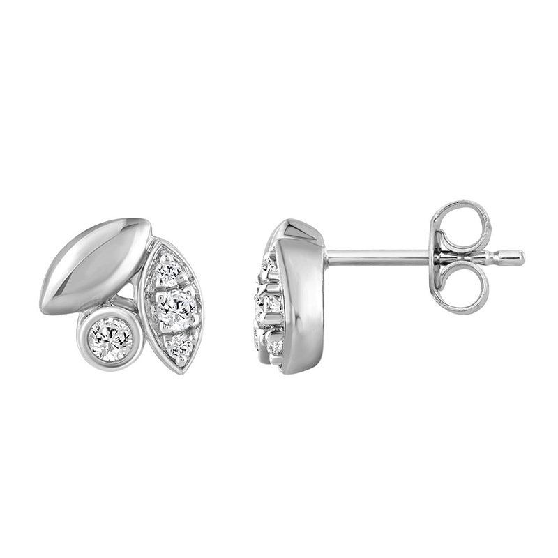 Elegance Ladies Round Diamond Cluster Fashion Earrings In 10K White Gold � Marquise Design