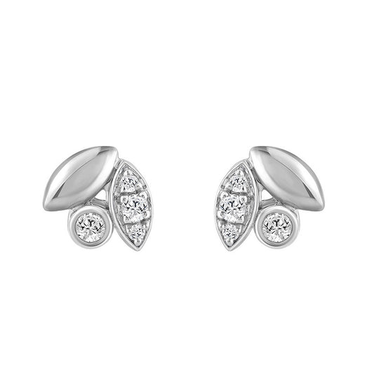 Elegance Ladies Round Diamond Cluster Fashion Earrings In 10K White Gold – Marquise Design