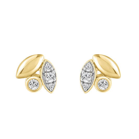 Elegance Ladies Round Diamond Cluster Fashion Earrings In 10K Yellow Gold – Marquise Design