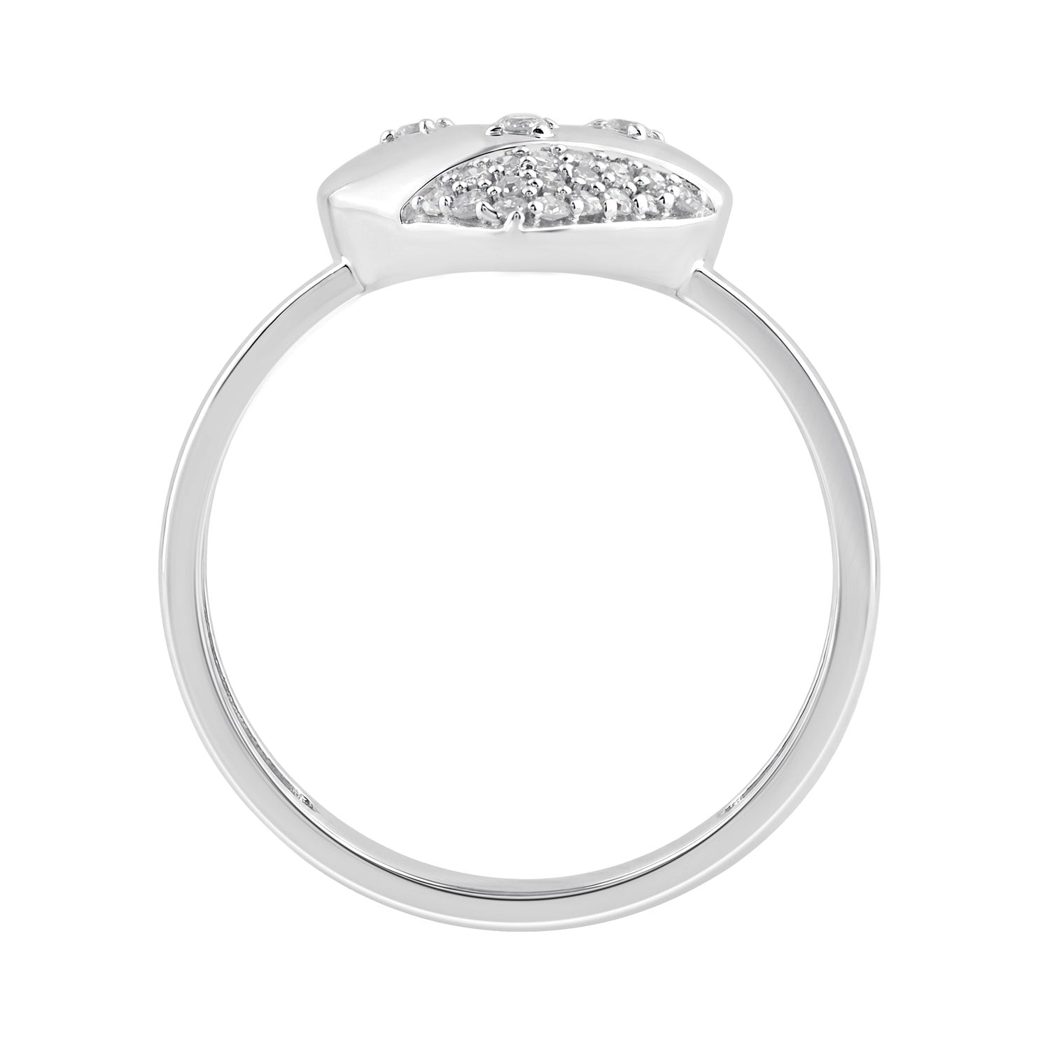 Sterling Silver Ladies Fashion Ring With 0.10Ct Round Diamond Heart Design