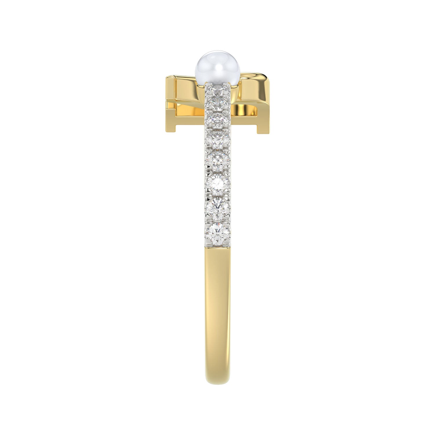 LADIES RING 0.10CT ROUND/PEARL DIAMOND 10K YELLOW GOLD