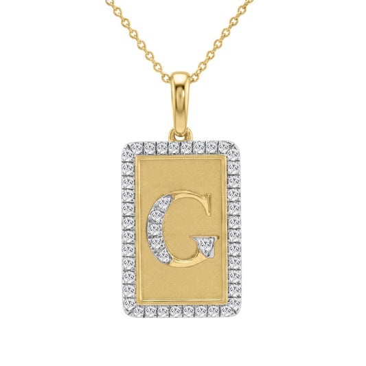 10K Yellow Gold letter 'G' Fashion Pendant With Chain - 0.20 CT Round Diamond Ladies Jewelry Gift